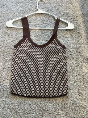 Abercrombie & Fitch Brown and Cream Knit Patterned Camisole